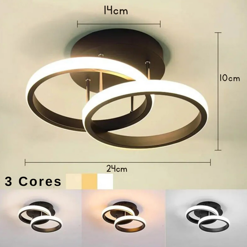 Lustre de Teto moderno em LED 3 cores adaptáveis